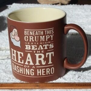 Disney Parks Grumpy Exterior Beats Heart Dashing Hero Mug Coffee Cup Brown